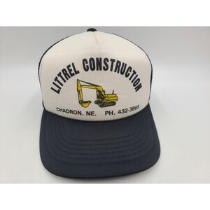 Vintage Littrel Construction Chadron Nebraska Mesh Trucker Snapback Hat Cap Men